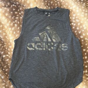 adidas Dark Charcoal Gray Sleeveless Logo Tank